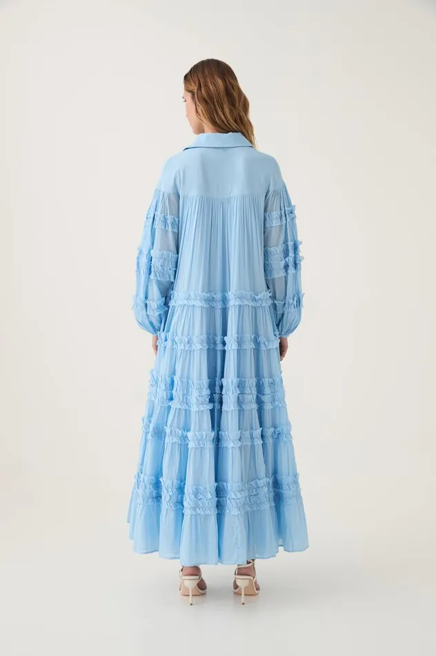 Aje Dresses Pastiche Tiered Maxi Dress Powder Blue 8211 Women Aje Dresses Pastiche Tiered Maxi Dress Powder Blue 8211 Women