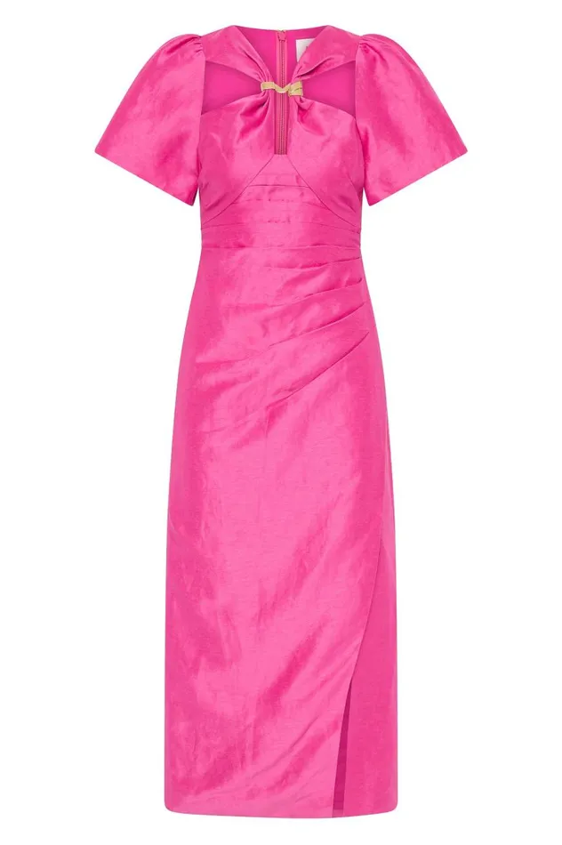 Aje Dresses Presence Twisted Midi Dress Fuchsia Rose 8211 Women Aje Dresses Presence Twisted Midi Dress Fuchsia Rose 8211 Women