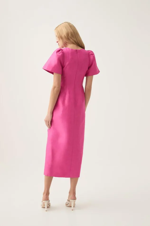 Aje Dresses Presence Twisted Midi Dress Fuchsia Rose 8211 Women Aje Dresses Presence Twisted Midi Dress Fuchsia Rose 8211 Women