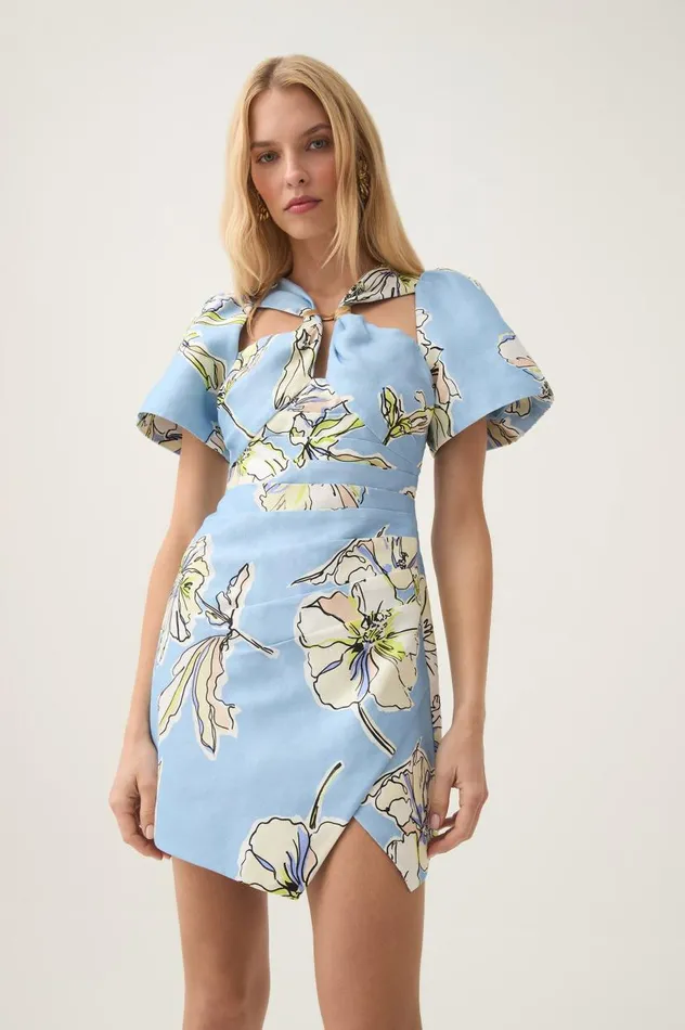 Aje Dresses Presence Twisted Mini Dress Blue Hibiscus 8211 Women
