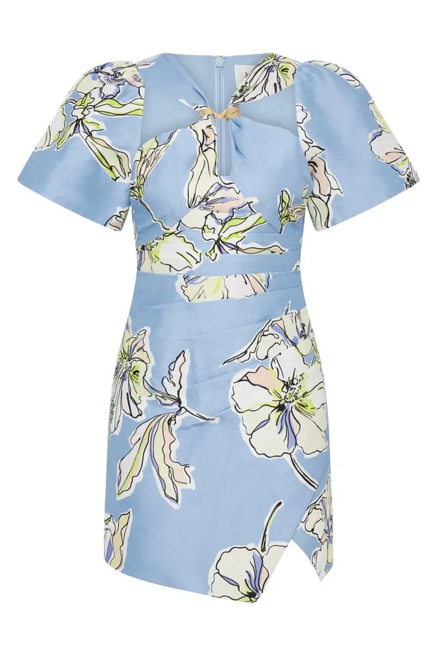 Aje Dresses Presence Twisted Mini Dress Blue Hibiscus 8211 Women Aje Dresses Presence Twisted Mini Dress Blue Hibiscus 8211 Women