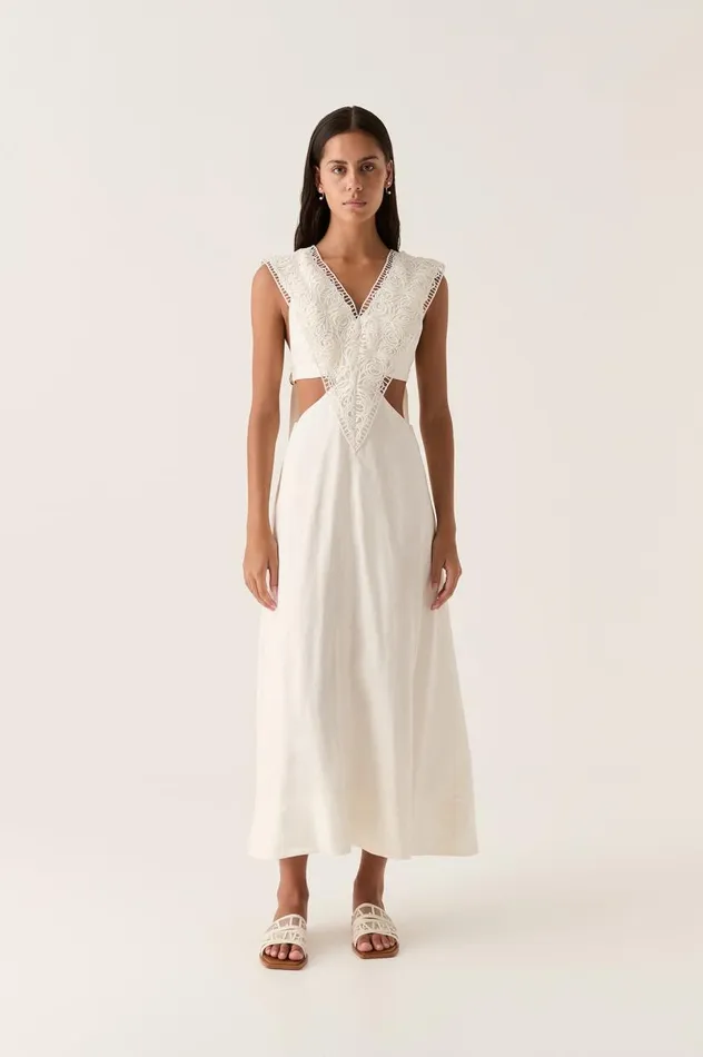 Aje Dresses Spirit Belted Midi Dress Ivory 8211 Women