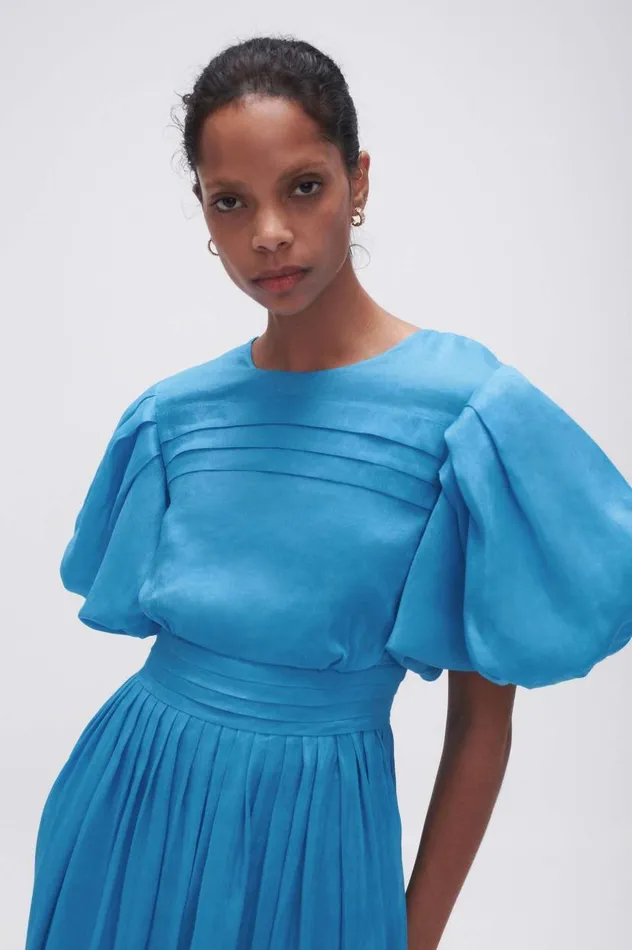 Aje Dresses Sylvia Pintuck Midi Dress Azure Blue 8211 Women Aje Dresses Sylvia Pintuck Midi Dress Azure Blue 8211 Women