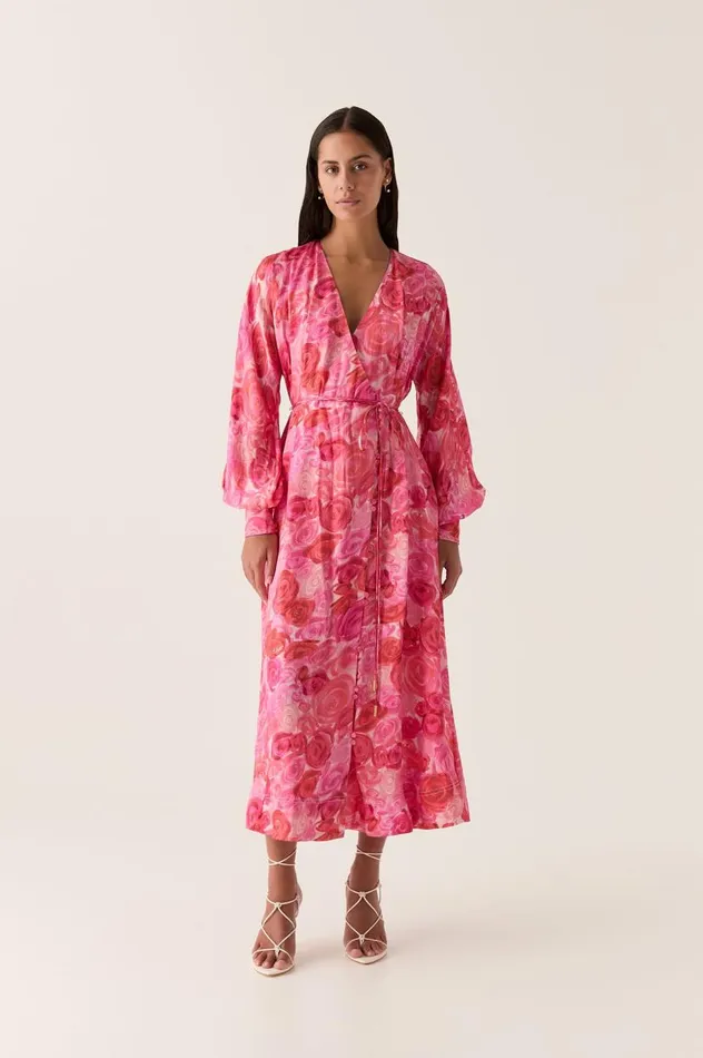 Aje Dresses Tinley Wrap Front Midi Dress Misty Rose 8211 Women