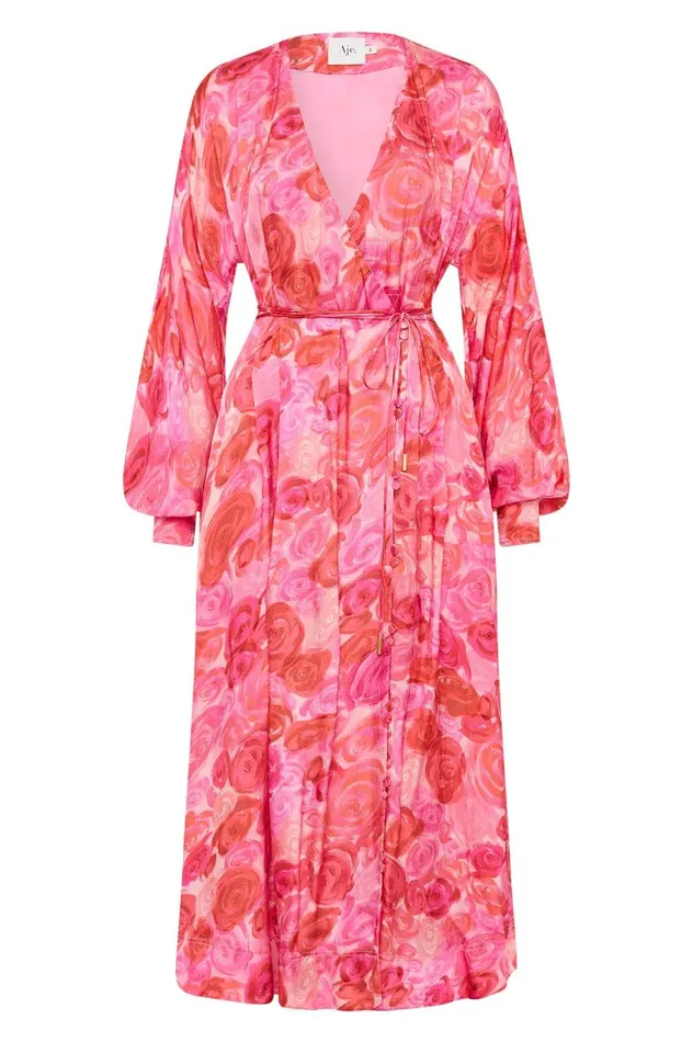 Aje Dresses Tinley Wrap Front Midi Dress Misty Rose 8211 Women Aje Dresses Tinley Wrap Front Midi Dress Misty Rose 8211 Women