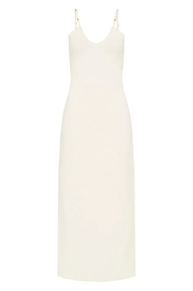 Aje Dresses Veida Ottoman Knit Midi Dress Ivory 8211 Women Aje Dresses Veida Ottoman Knit Midi Dress Ivory 8211 Women