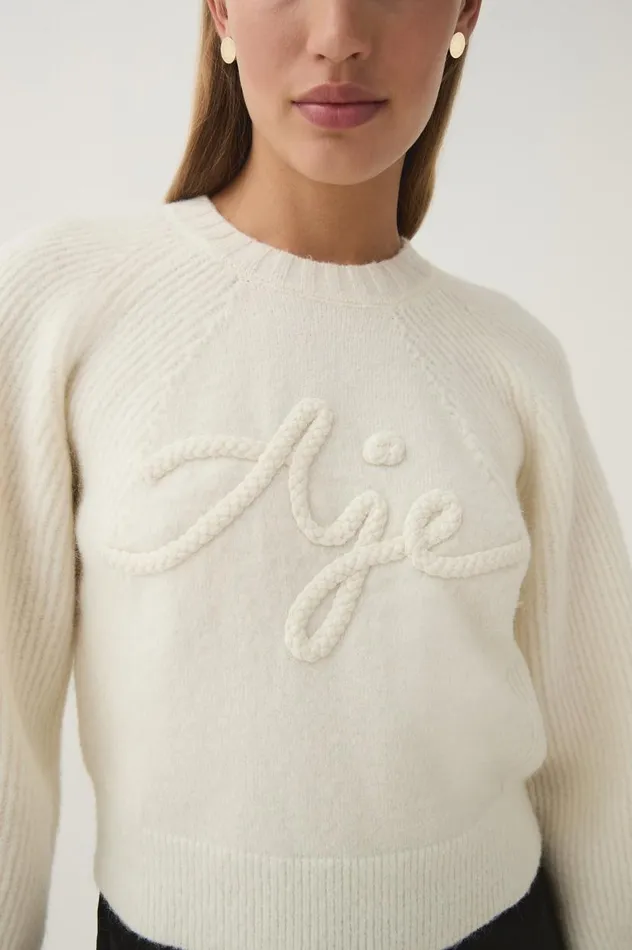 Aje Knitwear and Jumpers Pinnacle Logo Knit Ivory 8211 Women