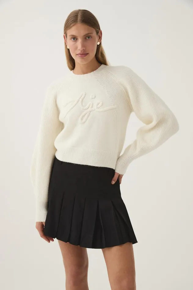 Aje Knitwear and Jumpers Pinnacle Logo Knit Ivory 8211 Women Aje Knitwear and Jumpers Pinnacle Logo Knit Ivory 8211 Women