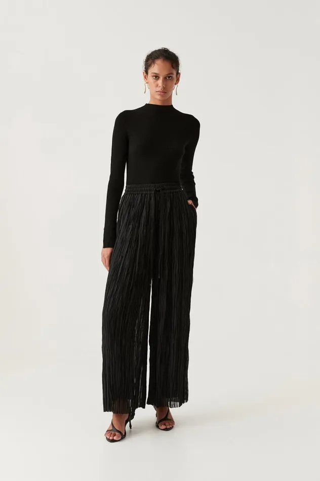 Aje Pants Aeriel Pleated Palazzo Pant Black 8211 Women