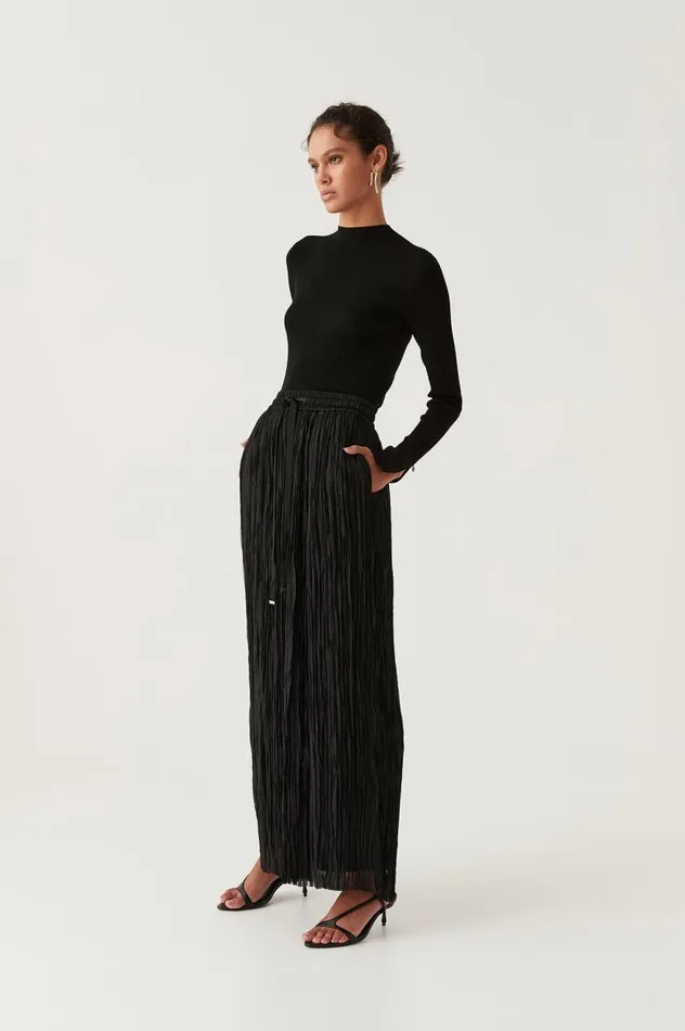 Aje Pants Aeriel Pleated Palazzo Pant Black 8211 Women Aje Pants Aeriel Pleated Palazzo Pant Black 8211 Women