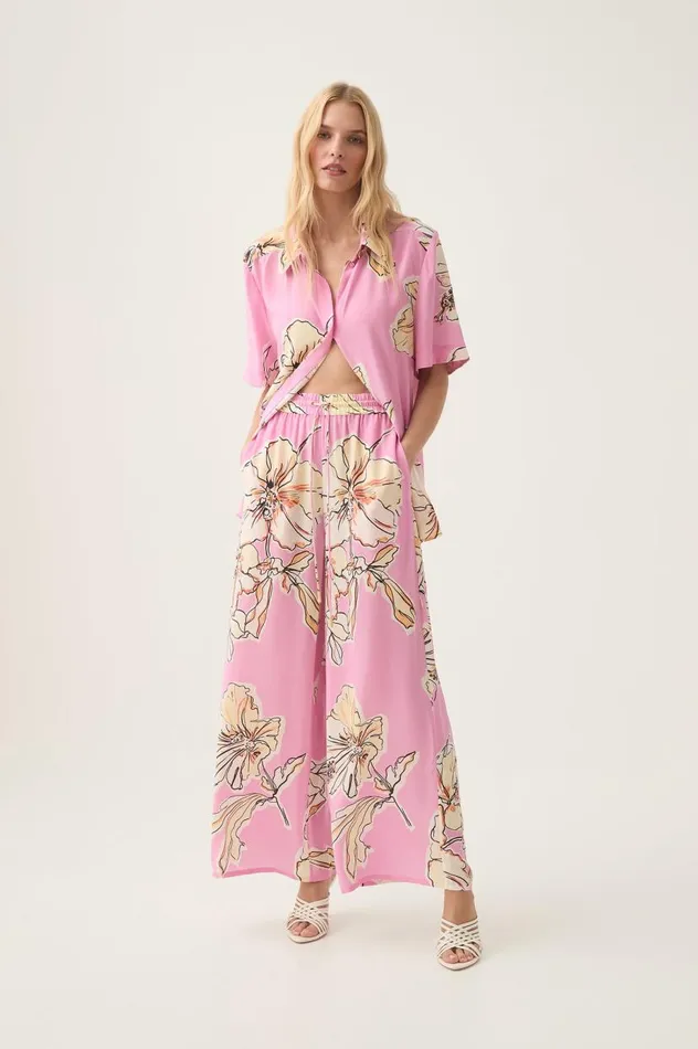 Aje Pants Mirella Silk Pant Pink Hibiscus 8211 Women