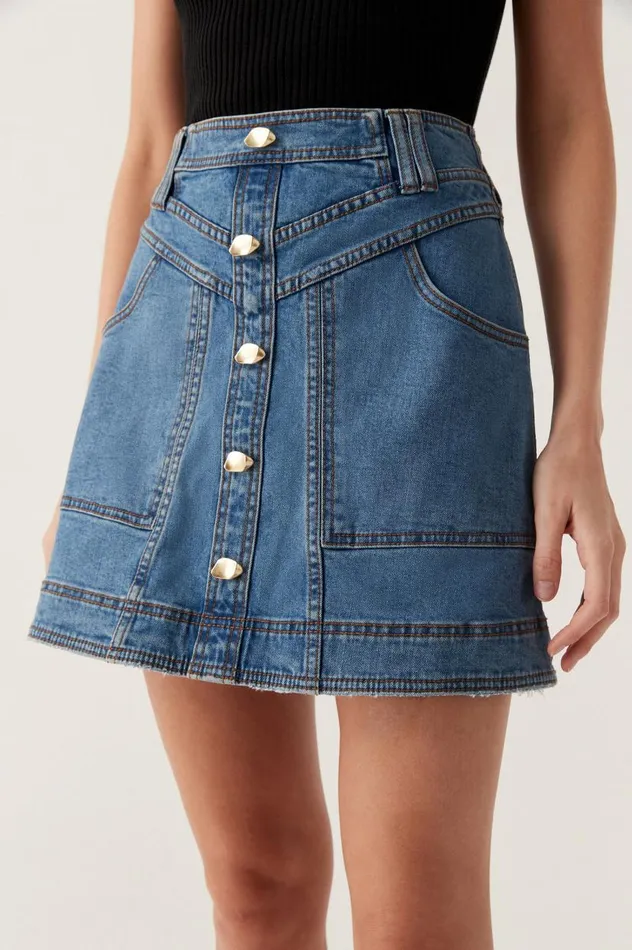Aje Skirts Belmond Denim Mini Skirt 90039s Wash 8211 Women
