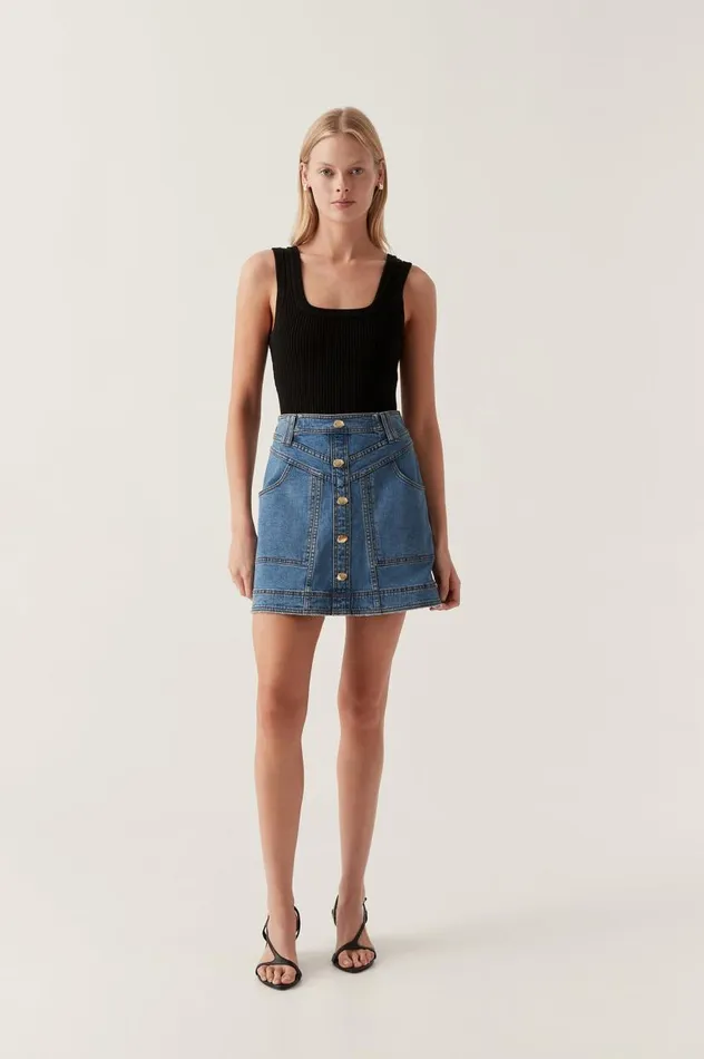 Aje Skirts Belmond Denim Mini Skirt 90039s Wash 8211 Women Aje Skirts Belmond Denim Mini Skirt 90039s Wash 8211 Women