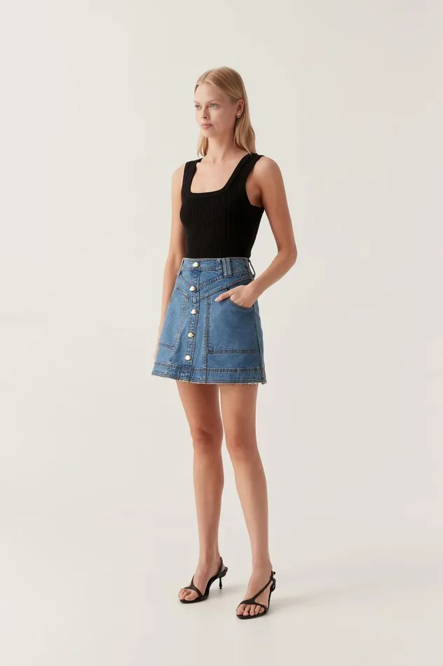 Aje Skirts Belmond Denim Mini Skirt 90039s Wash 8211 Women Aje Skirts Belmond Denim Mini Skirt 90039s Wash 8211 Women