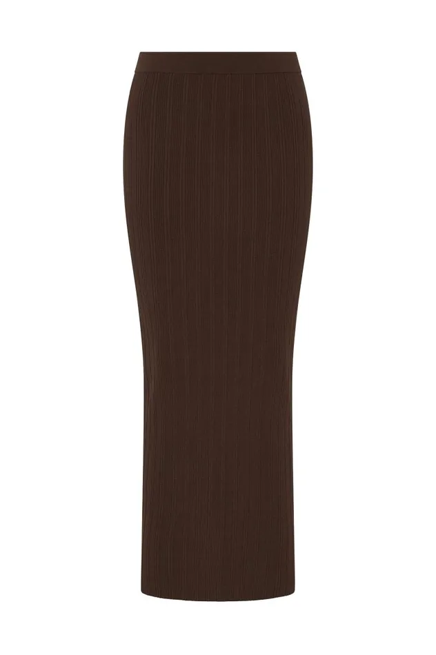 Aje Skirts Coraline Ribbed Skirt Chocolate 8211 Women Aje Skirts Coraline Ribbed Skirt Chocolate 8211 Women