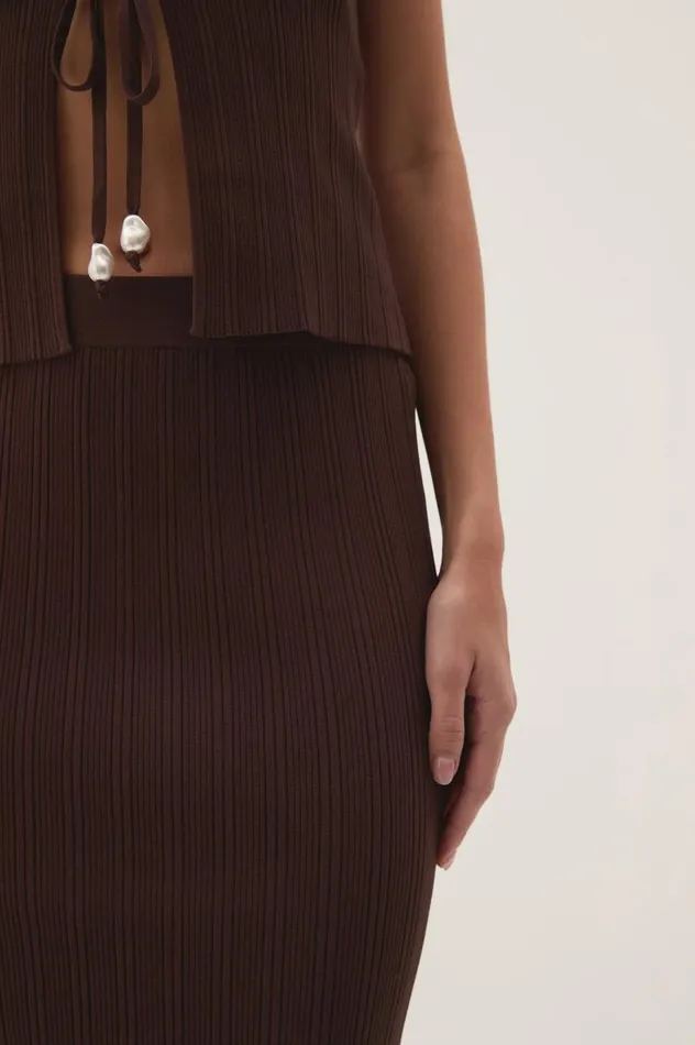 Aje Skirts Coraline Ribbed Skirt Chocolate 8211 Women Aje Skirts Coraline Ribbed Skirt Chocolate 8211 Women