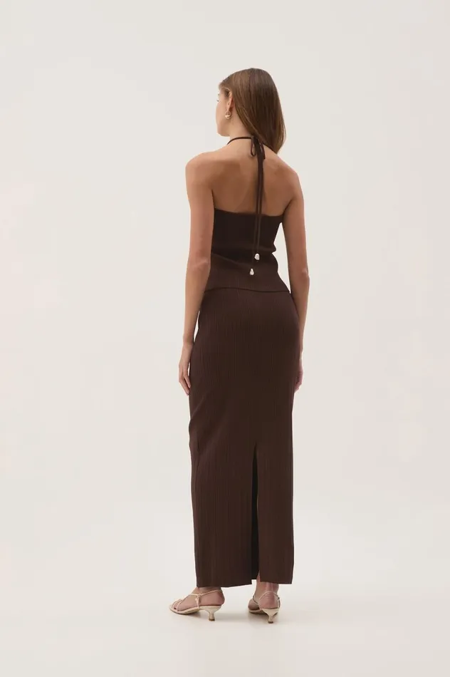Aje Skirts Coraline Ribbed Skirt Chocolate 8211 Women Aje Skirts Coraline Ribbed Skirt Chocolate 8211 Women