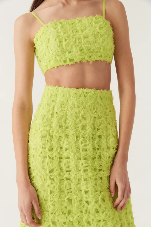 Aje Skirts Quintette Textured Midi Skirt Light Lime Green 8211 Women Aje Skirts Quintette Textured Midi Skirt Light Lime Green 8211 Women
