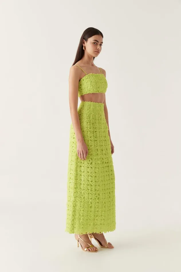 Aje Skirts Quintette Textured Midi Skirt Light Lime Green 8211 Women Aje Skirts Quintette Textured Midi Skirt Light Lime Green 8211 Women
