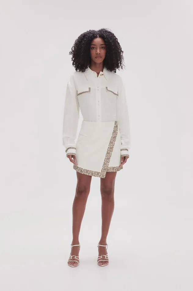 Aje Skirts Voyager Embroidered Mini Skirt Ivorydesert Khaki 8211 Women Aje Skirts Voyager Embroidered Mini Skirt Ivorydesert Khaki 8211 Women