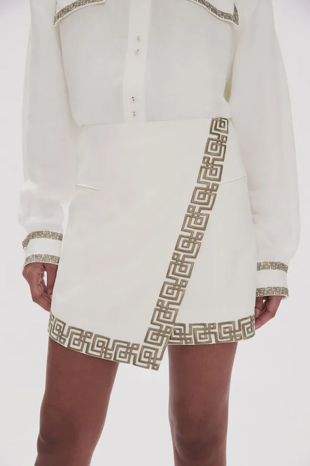 Aje Skirts Voyager Embroidered Mini Skirt Ivorydesert Khaki 8211 Women Aje Skirts Voyager Embroidered Mini Skirt Ivorydesert Khaki 8211 Women