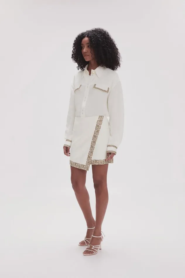 Aje Skirts Voyager Embroidered Mini Skirt Ivorydesert Khaki 8211 Women Aje Skirts Voyager Embroidered Mini Skirt Ivorydesert Khaki 8211 Women