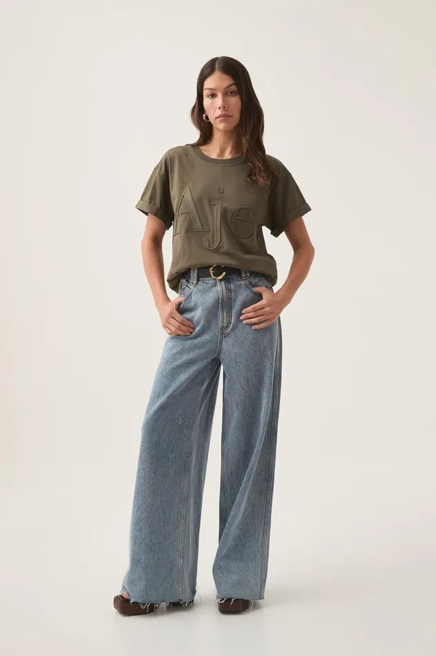 Aje Tees Alice Embroidered Logo Tee Khakikhaki 8211 Women