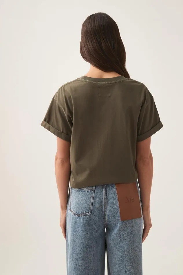 Aje Tees Alice Embroidered Logo Tee Khakikhaki 8211 Women Aje Tees Alice Embroidered Logo Tee Khakikhaki 8211 Women
