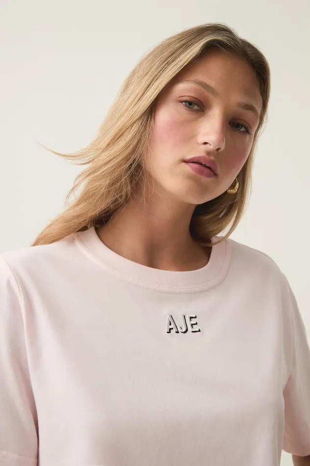 Aje Tees Beam Embroidered Logo Tee Pastel Pink 8211 Women Aje Tees Beam Embroidered Logo Tee Pastel Pink 8211 Women