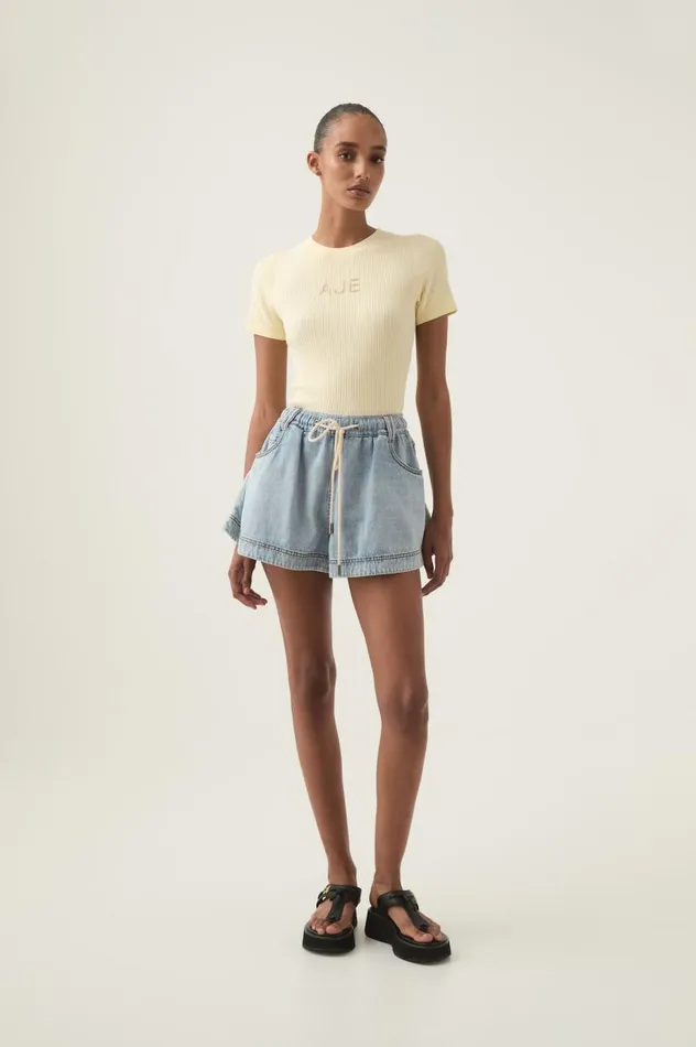 Aje Tees Depths Slim Fit Knit Tee Faded Lemontawny Brown 8211 Women Aje Tees Depths Slim Fit Knit Tee Faded Lemontawny Brown 8211 Women