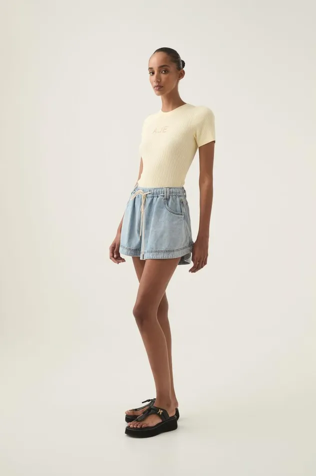 Aje Tees Depths Slim Fit Knit Tee Faded Lemontawny Brown 8211 Women Aje Tees Depths Slim Fit Knit Tee Faded Lemontawny Brown 8211 Women