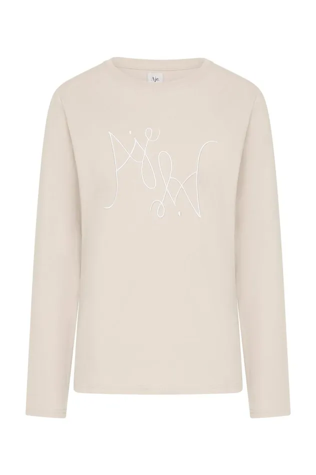 Aje Tees Prophecy Long Sleeve Tee Stonewhite 8211 Women Aje Tees Prophecy Long Sleeve Tee Stonewhite 8211 Women