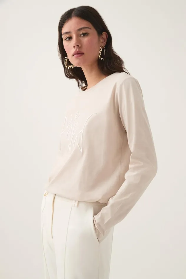 Aje Tees Prophecy Long Sleeve Tee Stonewhite 8211 Women Aje Tees Prophecy Long Sleeve Tee Stonewhite 8211 Women