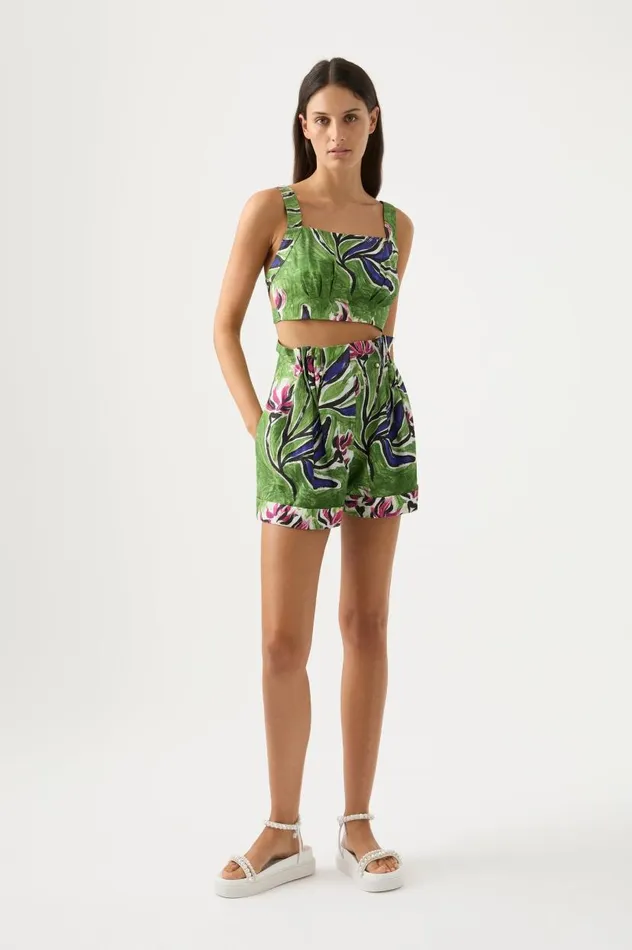 Aje Tops Eden Tie Back Top Native Gumnut Floral 8211 Women