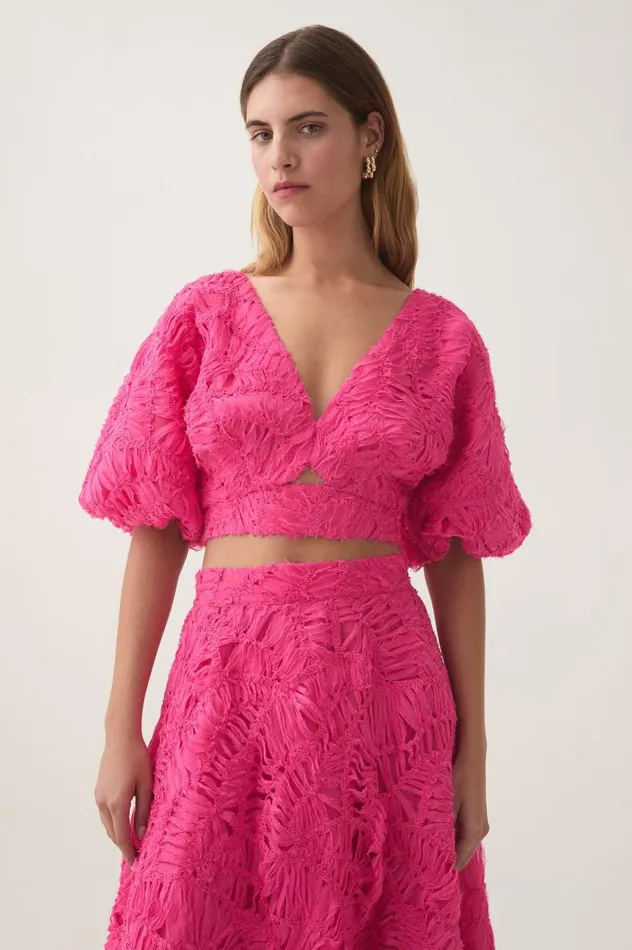 Aje Tops Florential Textured Top Azalea Pink 8211 Women