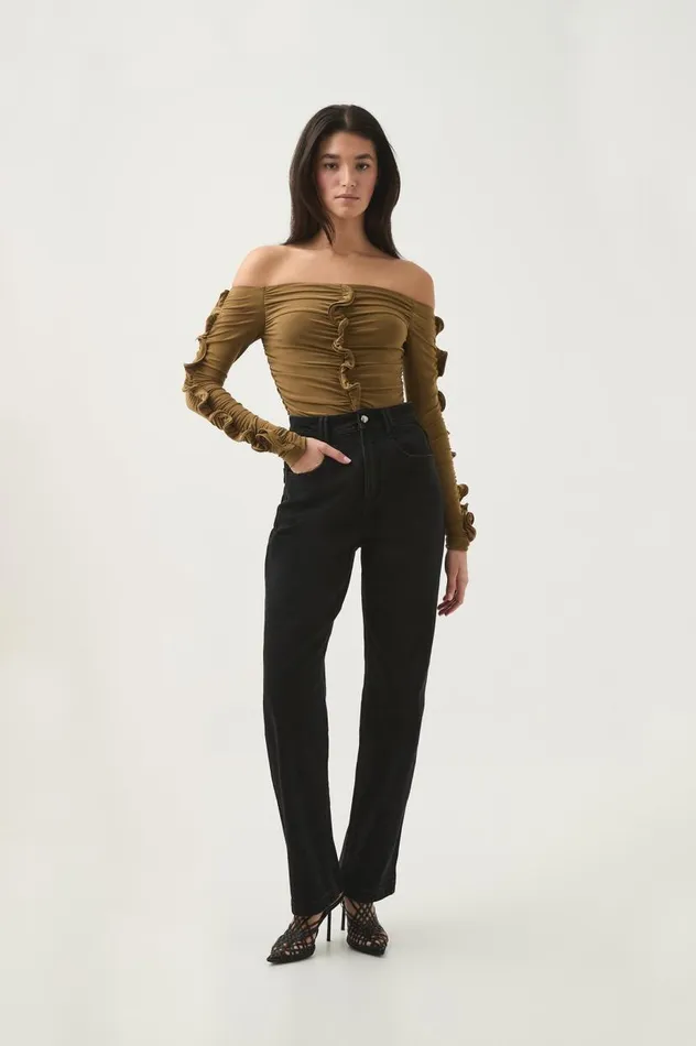 Aje Tops Regenerate Gathered Jersey Top Khaki 8211 Women Aje Tops Regenerate Gathered Jersey Top Khaki 8211 Women