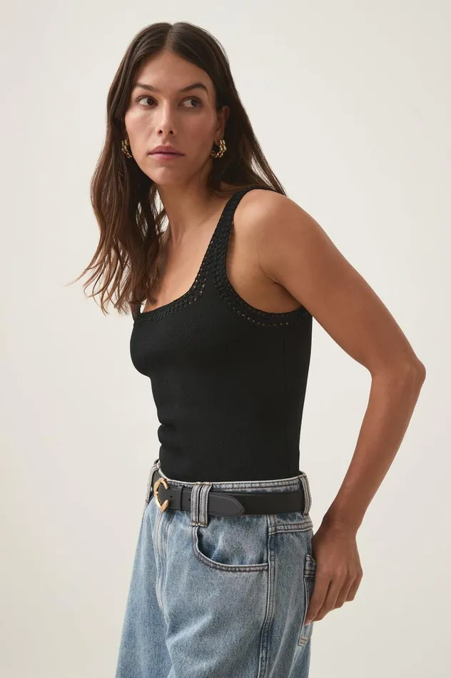 Aje Tops Tazia Crocheted Edge Tank Black 8211 Women Aje Tops Tazia Crocheted Edge Tank Black 8211 Women