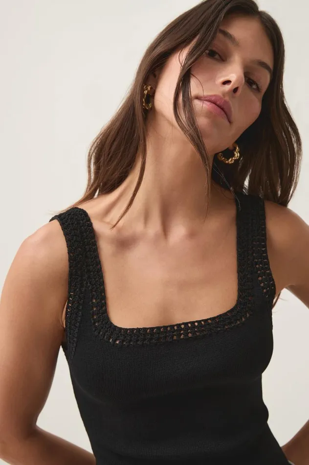 Aje Tops Tazia Crocheted Edge Tank Black 8211 Women Aje Tops Tazia Crocheted Edge Tank Black 8211 Women
