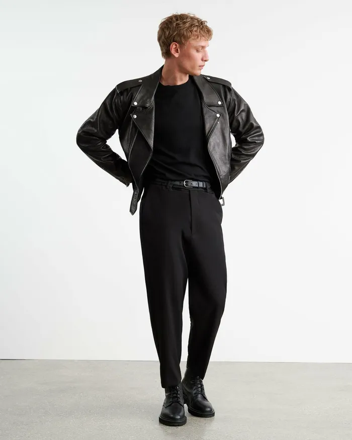ALEX LEATHER JACKET Black Men Nili Lotan Jackets and Coats