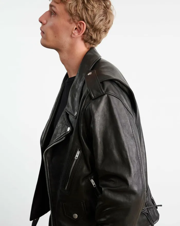 ALEX LEATHER JACKET Black Men Nili Lotan Jackets and Coats