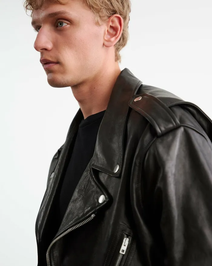 ALEX LEATHER JACKET Black Men Nili Lotan Jackets and Coats