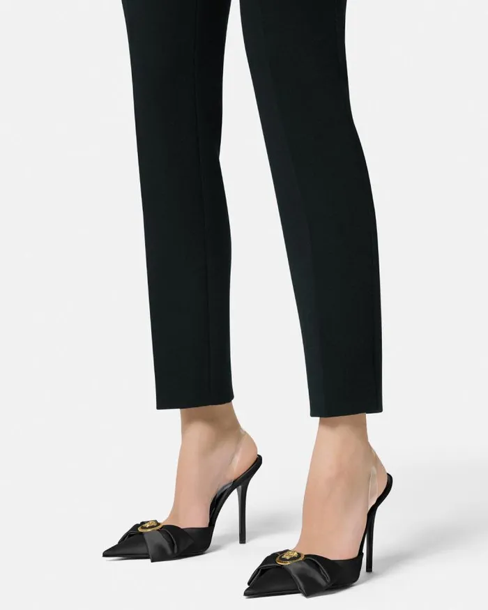 Alia Satin Slingback Pumps 110 Mm Blackgold Women Versace Pumps and Slingbacks