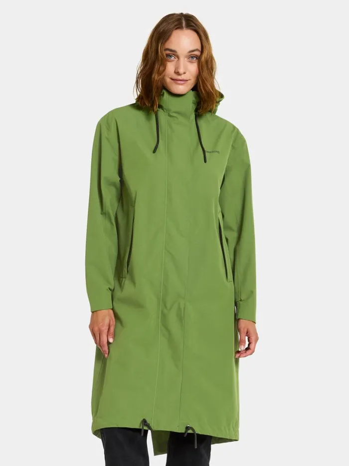 Alice Parka Long Velvet Green Women Didriksons Spring Jackets