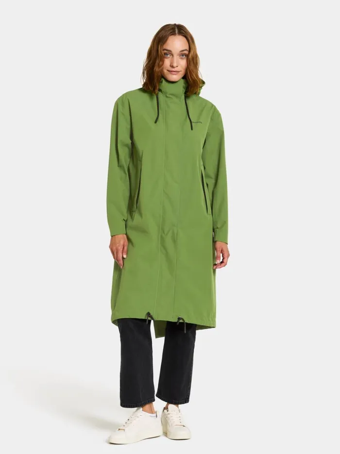 Alice Parka Long Velvet Green Women Didriksons Spring Jackets