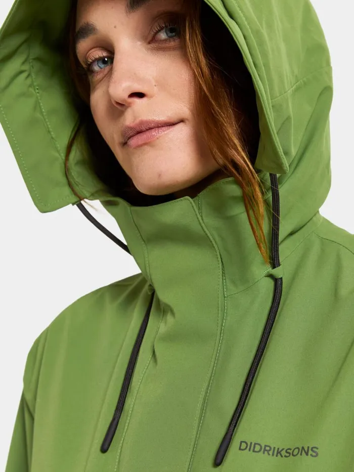 Alice Parka Long Velvet Green Women Didriksons Spring Jackets