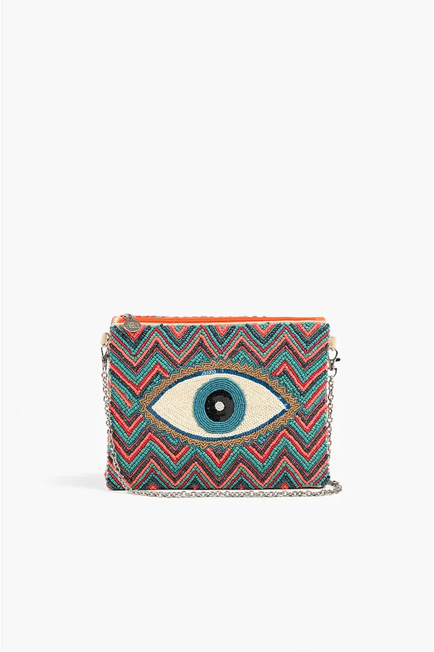 America and Beyond Evil Eye Good Luck Clutch with Removable Crossbody Chain 8211 Boho Clutch Women Clutches