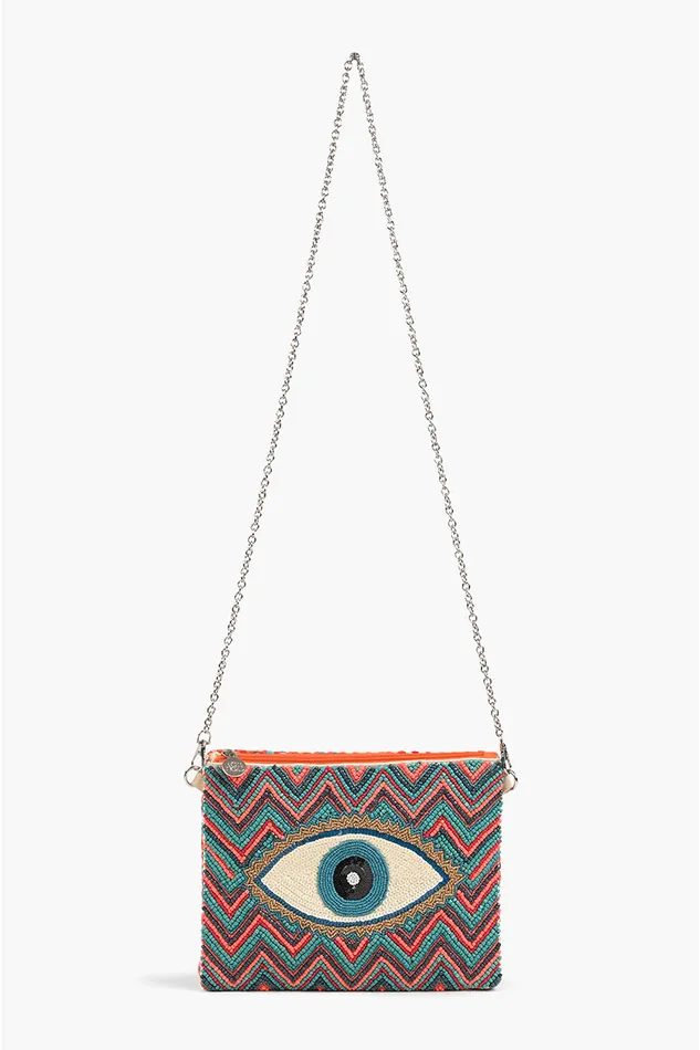 America and Beyond Evil Eye Good Luck Clutch with Removable Crossbody Chain 8211 Boho Clutch Women Clutches