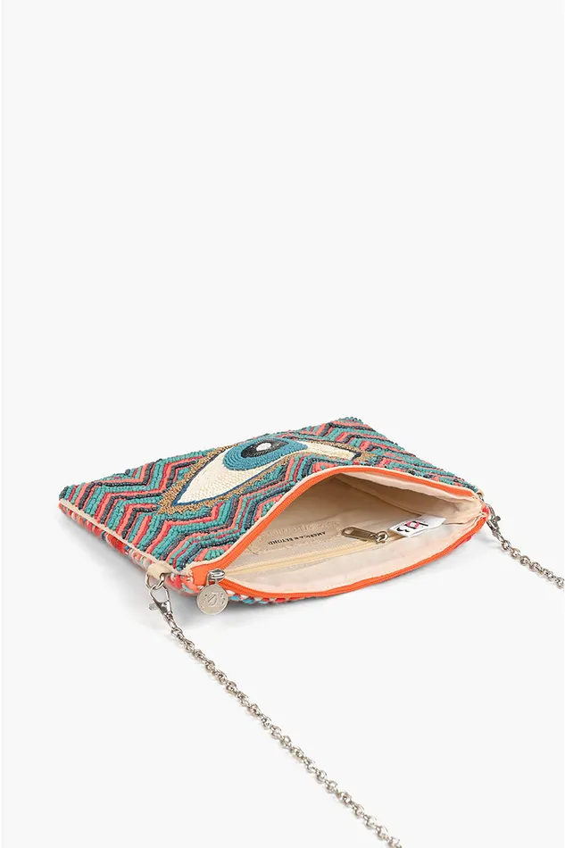 America and Beyond Evil Eye Good Luck Clutch with Removable Crossbody Chain 8211 Boho Clutch Women Clutches