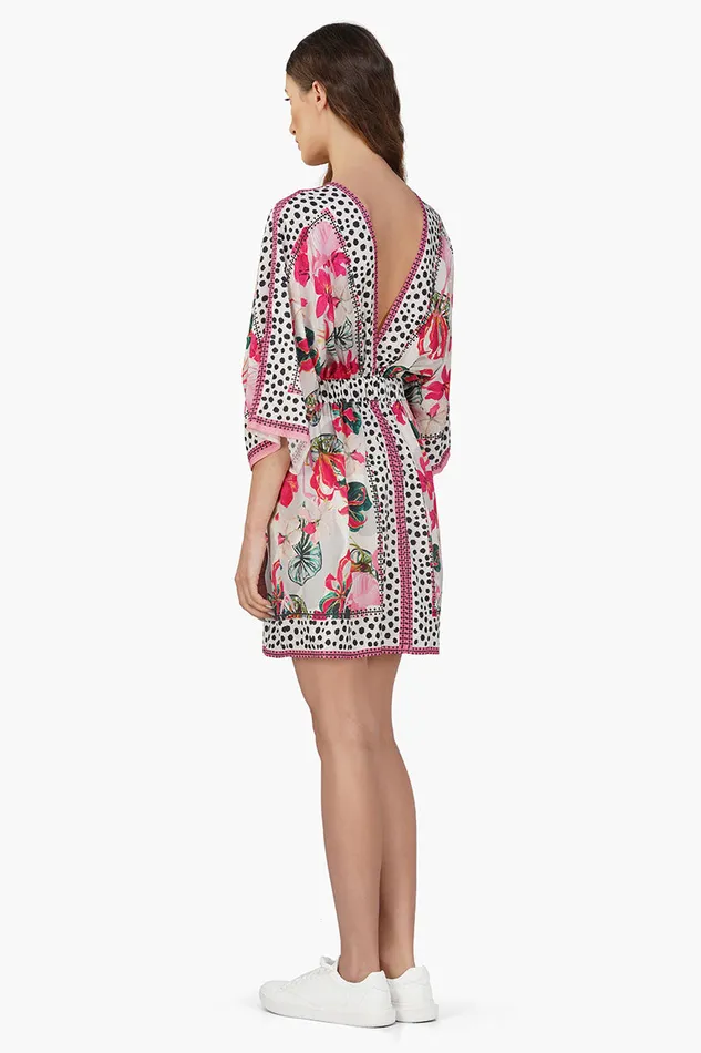 America and Beyond Flamingo Paradise Short Kaftan Dress Women Coverups