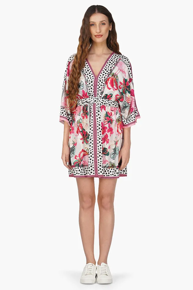 America and Beyond Flamingo Paradise Short Kaftan Dress Women Coverups